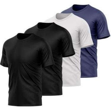 Imagem de Kit 4 Camisetas Masculina Dry Manga Curta Proteção UV Slim Fit Básica Academia Treino Fitness-Masculino