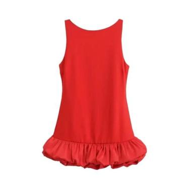 Imagem de Vestido Mini Branco Sem Mangas Com Babados Nas Costas Para Mulheres, V