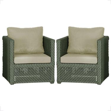 Imagem de 2 Poltronas Madri Alumínio Corda Náutica Estofado 7 Trama Verde