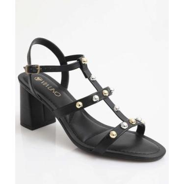 Imagem de Sandália Salto Grosso Feminina Via Uno Preto-97046, Preto, 36