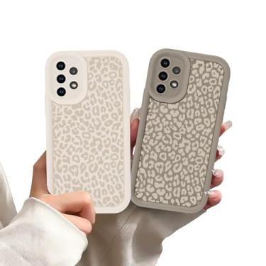 Imagem de Zrutru Pacote com 2 capas de telefone para Samsung Galaxy A26 5G Leopard Capas para mulheres, proteção elevada para câmera bege com estampa de guepardo, capa de silicone macio TPU à prova de choque