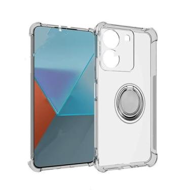 Imagem de Capa de celular com suporte de anel traseiro em TPU e silicone macio para Xiaomi Poco C65 Redmi 13C 23100RN82L 2310FPCA4G, compatível com Redmi 13C 4G. Capa transparente com anel para Poco C65.