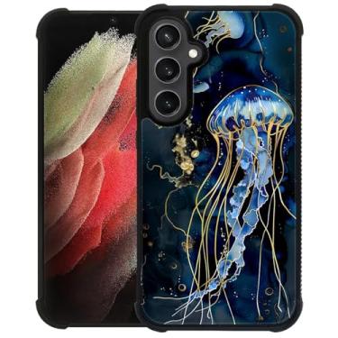 Imagem de Goodsprout Capa compatível com Samsung Galaxy S23 FE, água-viva azul profundo oceano design de padrão incrível à prova de choque anti-arranhões capa traseira de PC rígido para Samsung Galaxy S23 FE