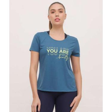 Imagem de Blusa Feminina Fitness Estampada Marisa-01093, Azul, M