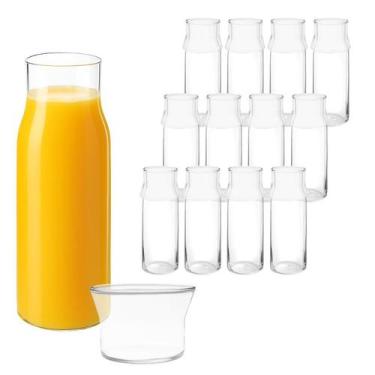 Imagem de Kit 12 Jarra Decanter Moringa 400ml Com Copo 110ml Água Suco Transpare