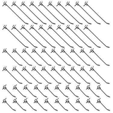 Imagem de Pacote com 60 ganchos pretos de Pegboard, ganchos de prateleira resistentes de 6 mm para placa de estacas de 6 cm, cabides de ferramentas para quadro de pinos de 1/10.2 cm, quadros de metal pendurados