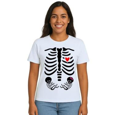 Imagem de Camiseta Esqueleto Grávida Gêmeos Boy Girl Personalizada - UseP4, Bran