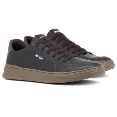 Imagem de Sapatênis Masculino Ferracini 24h Casual Gold Couro Cadarço Elástico, 