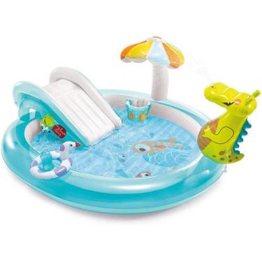 Imagem de Piscina playground inflável infantil jacaré com chuveirinho - INTEX, A