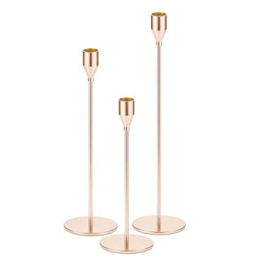 Imagem de Castiçais cônicos, castiçais altos para decoração de casa de Natal, mesa de manto, casamentos, jantar, festa, presente de inauguração de casa e aniversários