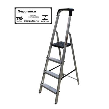 Imagem de Escada Doméstica Em Alumínio Botafogo Pro Tamanho 4 Degraus