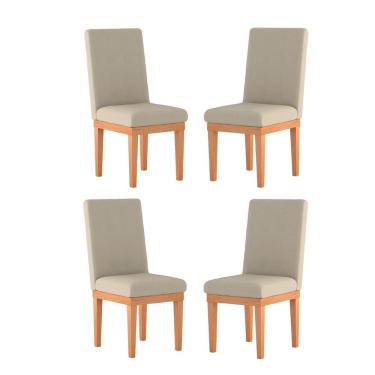 Imagem de Kit Cadeiras Estofadas Mesa De Jantar Bege