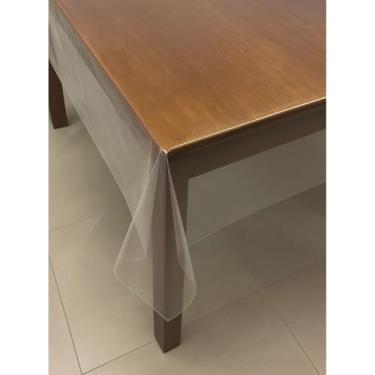 Imagem de Toalha de Mesa Plástica Impermeável Fácil de Limpar para 4 6 8 e 10 Lugares – Jogo Americano Resistente e Decorativo (Transparente,4 Cadeiras (1,40x1,40mt))
