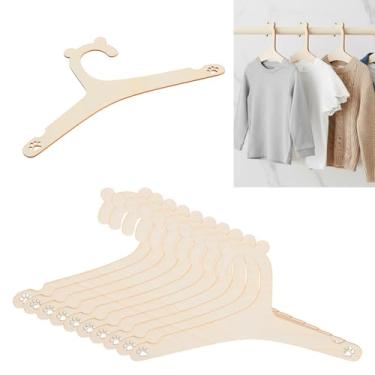 Imagem de 10 cabides de madeira para bebês, 23 cm antiderrapante, cabide infantil fofo com orelhas de urso e estampa de pata de urso vazada, cabide de berçário para crianças, roupas infantis, calças, coa