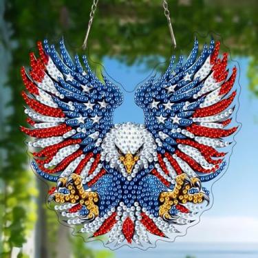 Imagem de Kit de pintura de diamante para adultos, decoração de parede com pintura de diamante acrílica em formato especial de águia, ideia de presente exclusiva (YGH179)