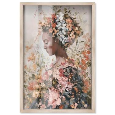 Imagem de Blossoming Contemplation Shadowbox Print Floral Glam Wall Art por Art Remedy, moldura loira, 43 x 63 cm