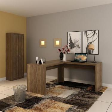 Imagem de Conjunto de Escritório com Armário 2 Portas 5 Prateleiras e Mesa Angul