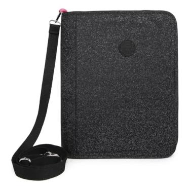 Imagem de Fichário Pasta A4 Kika Feminina Escola Com Argola e Zíper (Preto glitter)