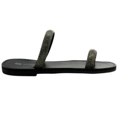 Imagem de Sandália Colcci Rasteira Strass Preto Feminina-Feminino