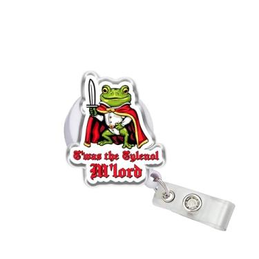 Imagem de OKOMCM Carretel retrátil para crachá T'was The Tylenol M'lord, engraçado, cavaleiro, sapo, tamanho 5 cm, clipe de cinto, suporte de crachá de identificação de acrílico, cordão de crachá de animal