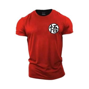 Imagem de Camiseta De Treinamento Masculina Dragon Ball Goku Vermelha Preta Bran
