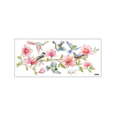 Imagem de KiBcsLic Adesivo de janela com flores e pássaros, decoração eletrostática para janelas, fácil de instalar, elegante para paredes internas de escritórios e