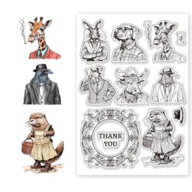 Imagem de 1 folha de carimbos transparentes de plástico PVC, carimbo de silicone personalizado com tema de animais, estampa de palavras, carimbos transparentes para fazer álbuns de fotos faça você mesmo