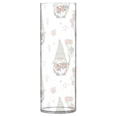 Imagem de CEBUGI Vaso de flores Gnomos Hearts 10 cm x 30 cm Vaso cilíndrico para flores, vaso transparente inquebrável para decoração de casa de festa de casamento