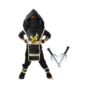 Imagem de Fantasia Deluxe De Ninja Preta Para Crianças Com Acessórios De Plástic