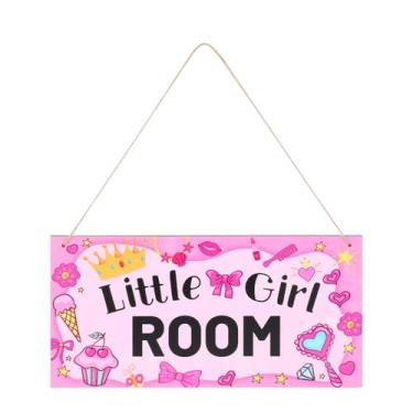 Imagem de Placa Decorativa para Quarto de Menina, Bonita Placa Madeira Rosa Pendurar na Porta Decoração Temática Rosa para Quarto de Adolescentes