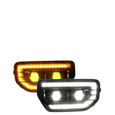 Imagem de 2 peças de faróis de neblina LED 55W DRL para Ford Ranger 2023 2024 2025 acessórios luz diurna com sequencial âmbar e animação inicial branca (serve apenas para xl/xlt/lariat) (DRL)