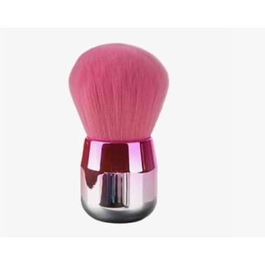 Imagem de Pincel de pó de cabeça de cogumelo com cerdas macias para blush, pó solto e aplicação de contorno, design leve rosa