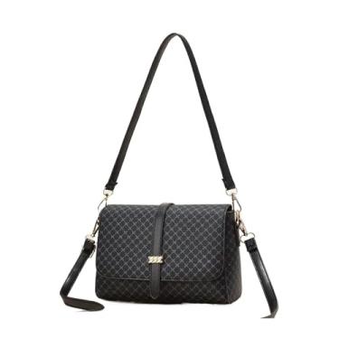 Imagem de DFAMIN Bolsa feminina fashion com design de luxo bolsa tiracolo de ombro bolsa feminina retrô de couro PU bolsas de compras, Preto, One Size