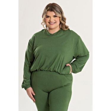 Imagem de Blusa Feminina Plus Size Decote V C/ Bolso E Elastico Cintura E Punhos - Serena-Feminino