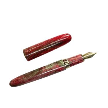 Imagem de MGTCAR Caneta-tinteiro de madeira estabilizada feita à mão com ponta de faca longa, material de escritório escolar para estudantes, caneta de presente (04, polida à mão)