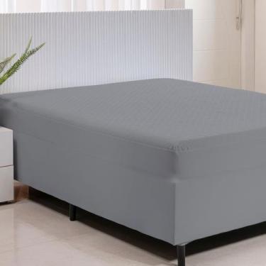 Imagem de Protetor Capa De Colchão Impermeável Para Box Conjugado Casal Cinza - 