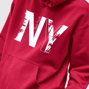 Imagem de Blusa Moletom Genuine Grit Masculina Estampada Algodão 30.1 NY, Vinho,