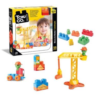 Imagem de Blocos De Montar Tchuco Construção - C/ 55 Pç - Samba Toys