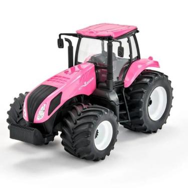 Imagem de Trator New Holland T8 Rosa com Pneus Emborrachados - Usual Brinquedos