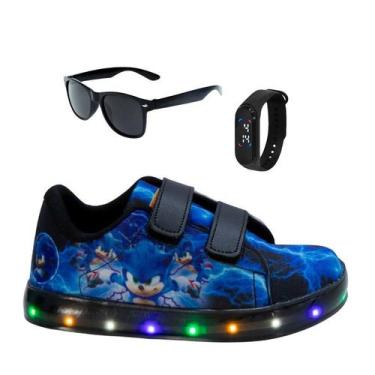 Imagem de Tênis Casual Infantil Masculino Led Homem Aranha Sonic Luzinha Escolar