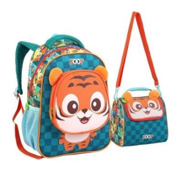 Imagem de Kit Mochila e Lancheira Creche Escolar Animais-Unissex