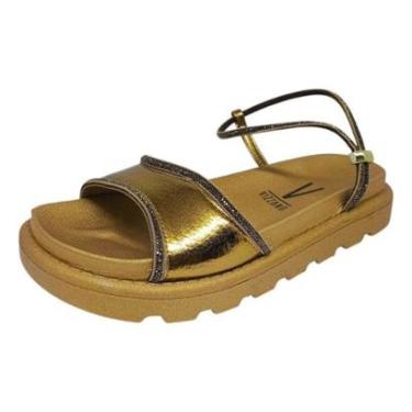 Imagem de Sandália Feminina Papete Metalizada Strass Estilo Vizzano-Feminino