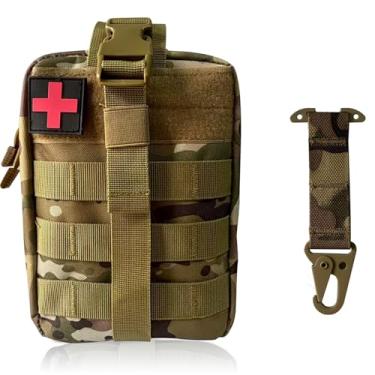 Imagem de Molle Pouches e gancho MOLLE Clip T-Mount, kit de primeiros socorros Open IFAK Bolsa prática tática para atividades ao ar livre, adequada para atividades domésticas e ao ar livre (CP)