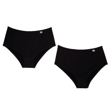 Imagem de Kit com 2 Calcinhas Alta Microfibra Moda Delrio 50027 Preto Tamanho EG