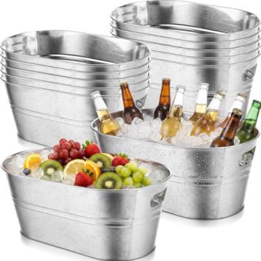 Imagem de Shimeyao Baldes de gelo de metal galvanizados, 12 peças, para festas, banheira, grande bebida, cerveja, vinho, balde, com alças, champanhe, coquetéis, resfriamento para festas, suprimentos de bar
