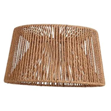 Imagem de Fenteer Abajur de corda de papel trançada, peça artesanal criativa para luminária pendente ou de chão, ideal para sala de jantar, cozinha, ilha ou quarto.