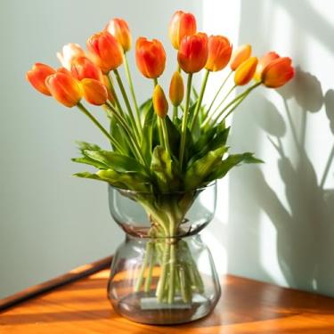 Imagem de Avoeco 20 peças de tulipas artificiais de látex de toque real – buquê de tulipas falsas para decoração de casa, centros de mesa de casamento, arranjos florais de primavera, flores falsas para