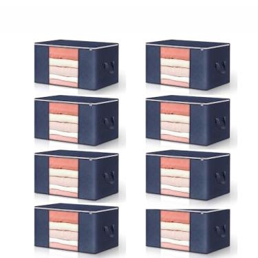 Imagem de Caixa Saco Organizador Grande Edredom Cobertor Casaco Guarda(8PCS-84L-Azul)