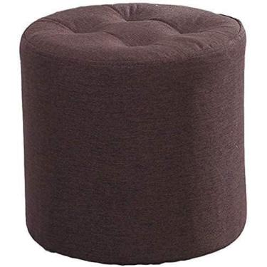 Imagem de Banqueta para pés de linho de algodão azul, capa lavável removível, apoio para os pés versátil e banco de sapatos para sala de estar, decoração doméstica elegante, assentos confortáveis