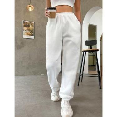 Imagem de Calça Moletom Lisa Flanelada Esportiva Estilo Jogger-Unissex